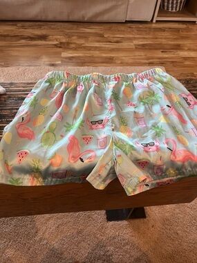 Justice Light Blue Flamingo & Tropical Print Pajama Shorts